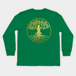 Friskoven eco village logo gold Kids Long Sleeve T-Shirt